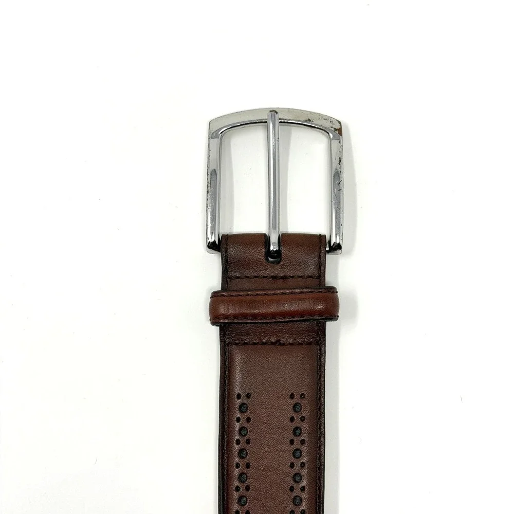 Allen Edmonds Manistee Leather Dress Belt Brogue‎ Brown USA Mens Size 42
